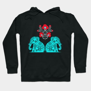 Elephant and Floral Design Hoodie